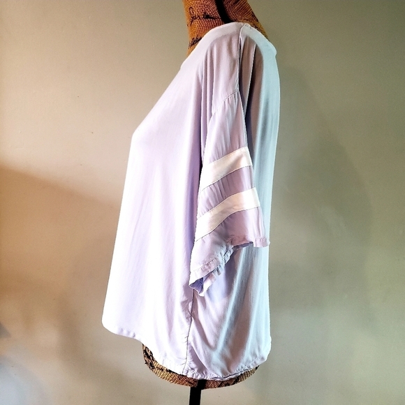 Gap Lilac Cropped Boxy Blouse/Top Varsity Stripes Women's Small S Flowy EUC - Picture 2 of 6